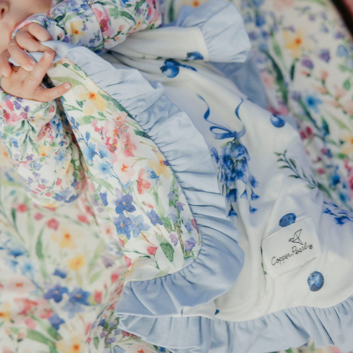 Ruffled Security Blanket Set - Catherine Copper Pearl Lil Tulips