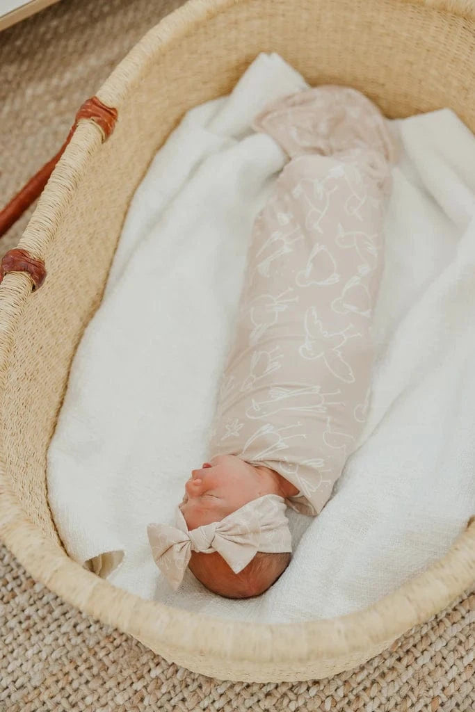 Sandy Knit Headband Bow Copper Pearl Lil Tulips