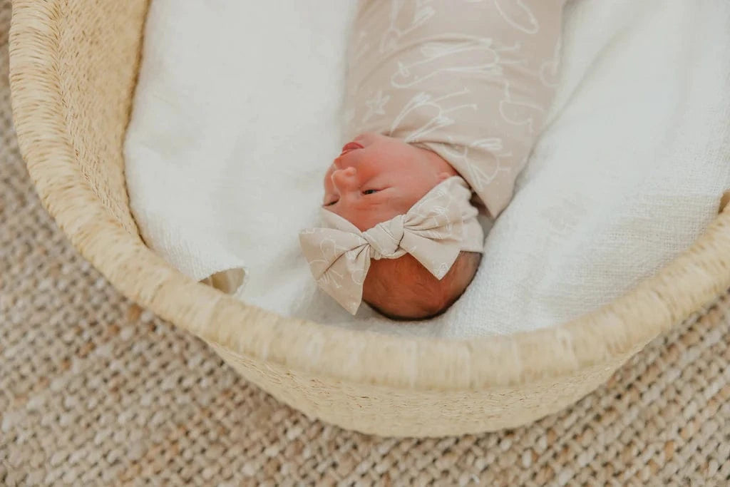 Sandy Knit Headband Bow Copper Pearl Lil Tulips