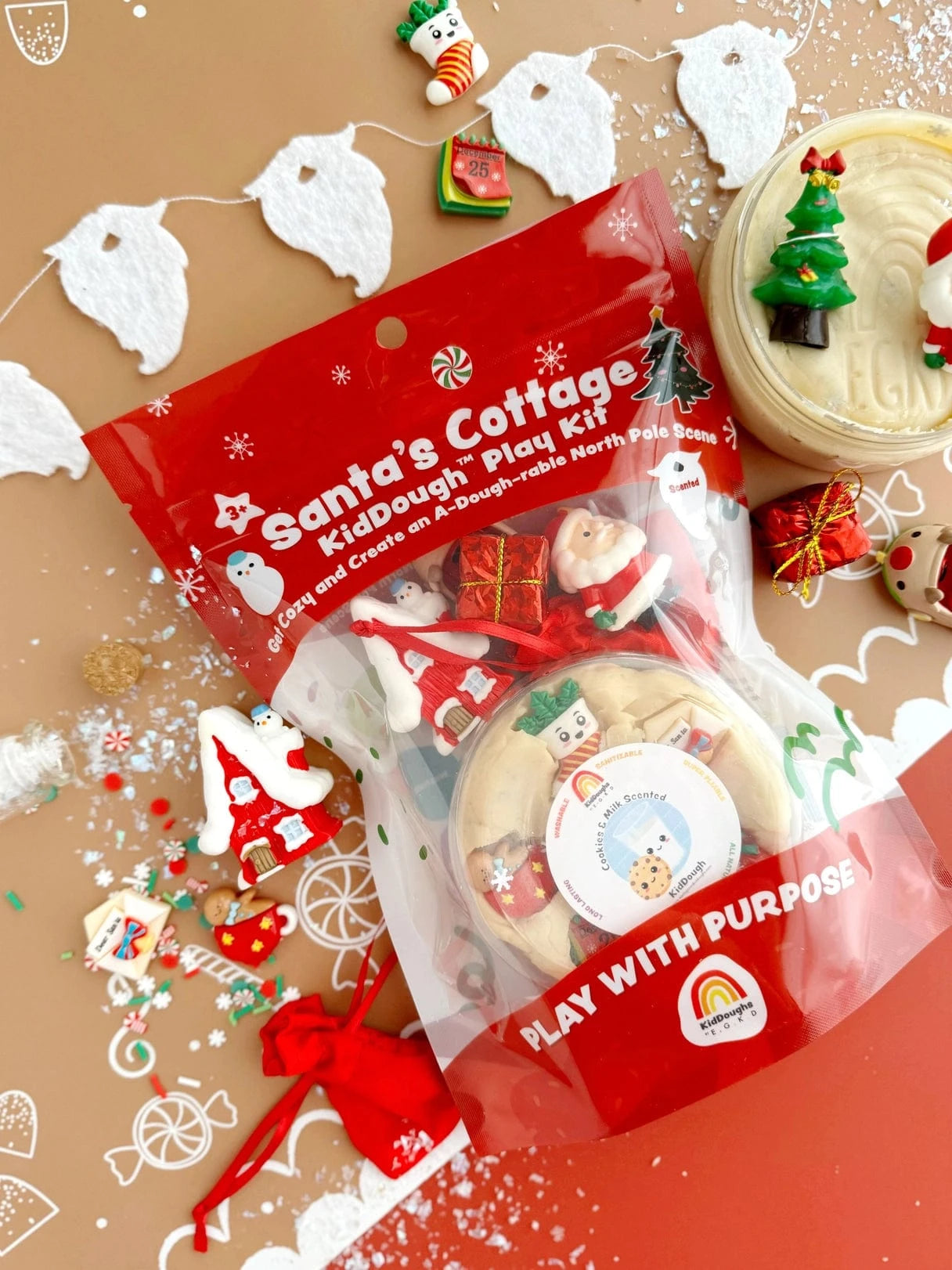 Santa's Cottage (Milk & Cookies) Kiddough Play Kit Earth Grown KidDoughs Lil Tulips