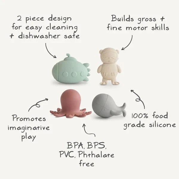 Sea Life Mold-Free Bath Play Set (4 Pack) Mushie Lil Tulips