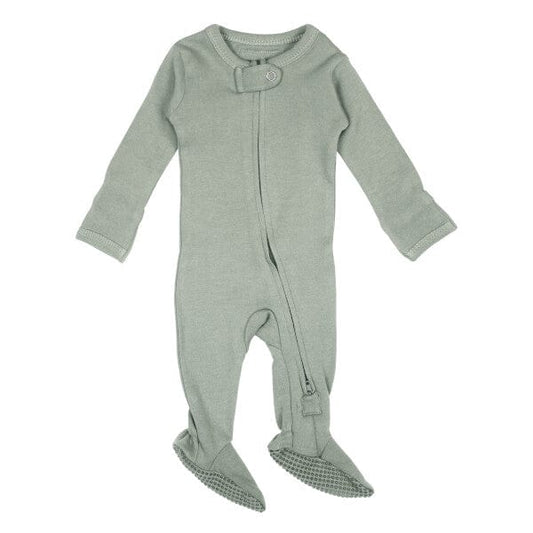 Seafoam Organic 2-Way Zipper Footie L'ovedbaby Lil Tulips