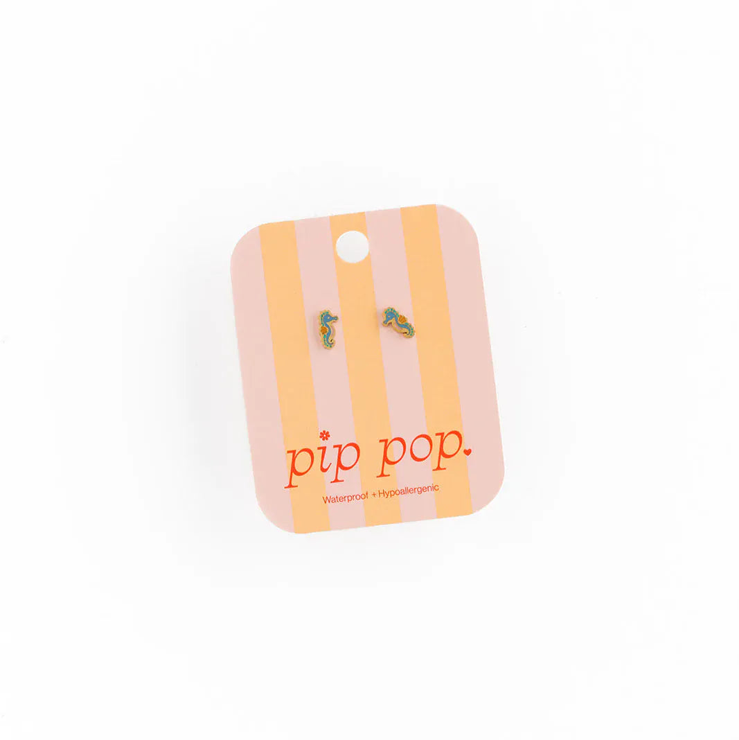 Seahorse Flat Back Earrings Pip Pop Post Lil Tulips