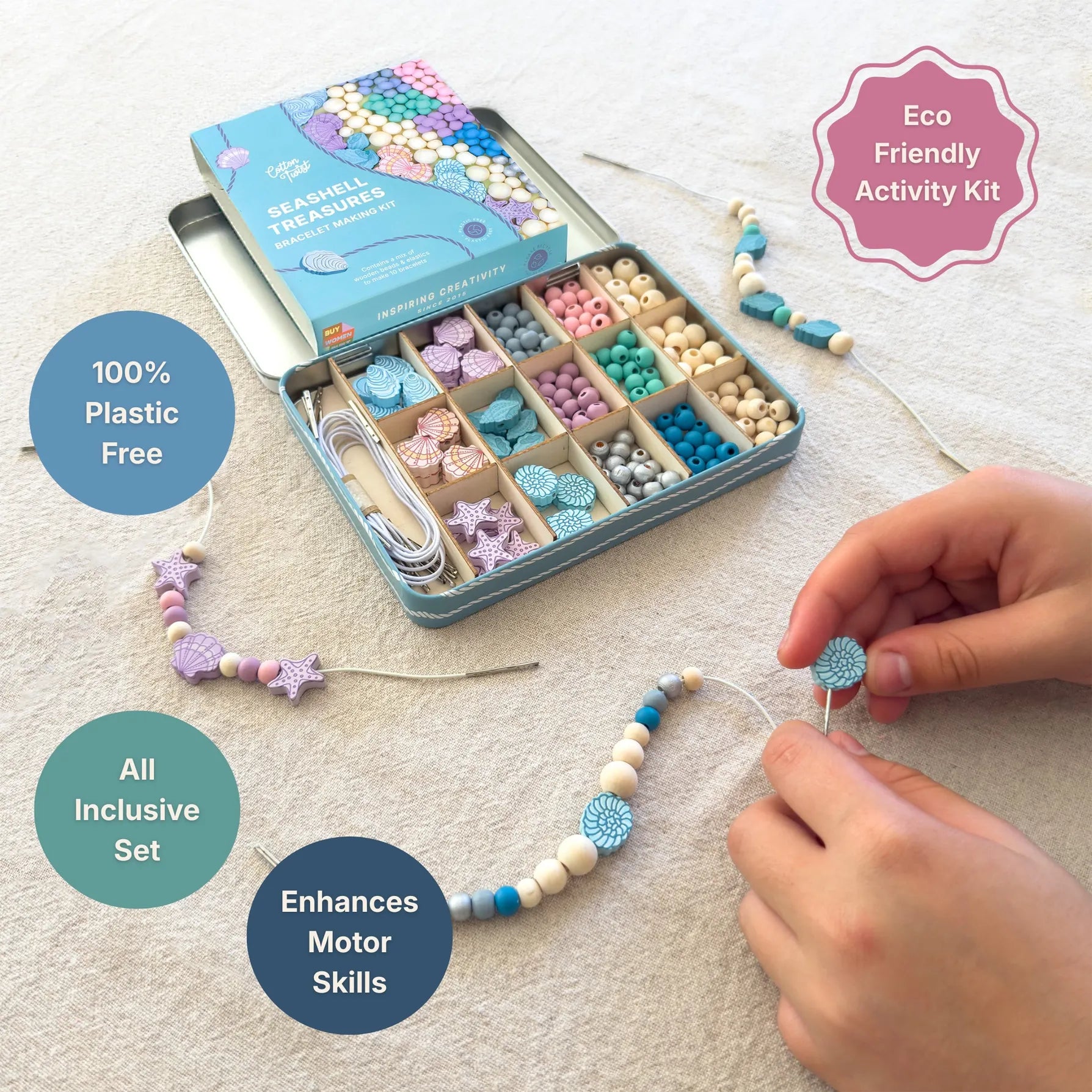 Seashell Treasures Bracelet Making Kit Cotton Twist Lil Tulips