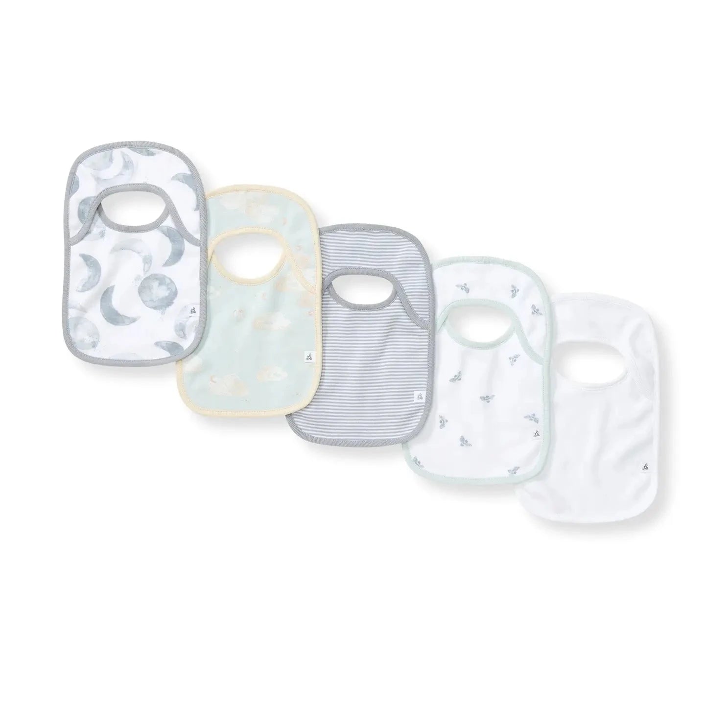 Set of 5 Hello Moon Lap Shoulder Bibs Burt's Bees Baby Lil Tulips