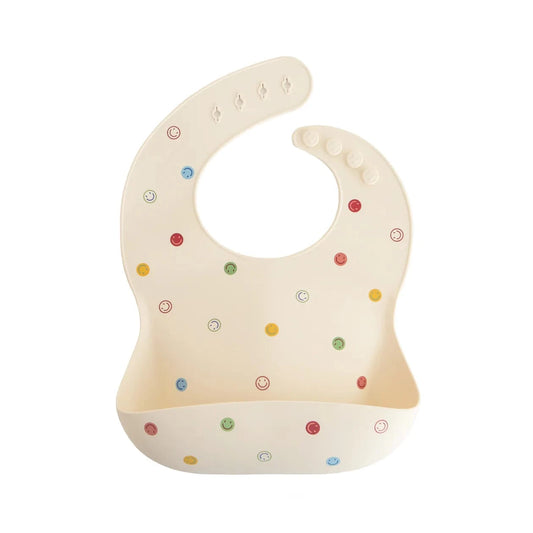 Silicone Baby Bib (Smiley Face) Mushie Lil Tulips