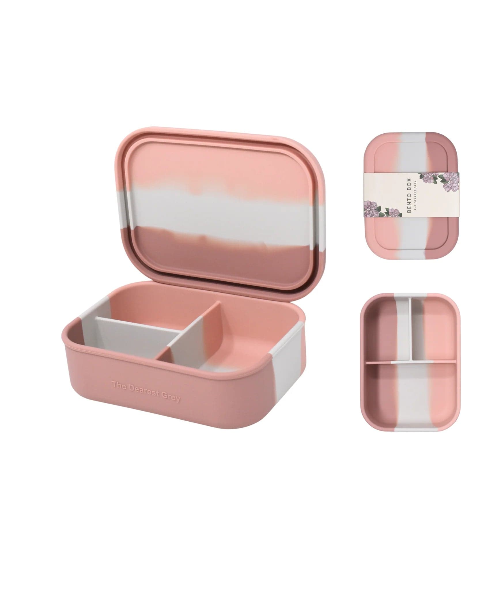 The Dearest Grey Silicone Bento Box - Pink Tie Dye