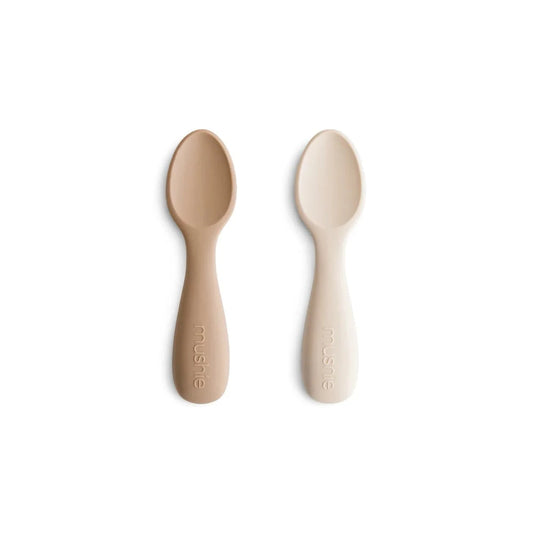 Silicone Toddler Starter Spoons Natural/Shifting Sand 2-Pack Mushie Lil Tulips