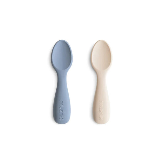 Silicone Toddler Starter Spoons Tradewinds/Shifting Sand 2-Pack Mushie Lil Tulips