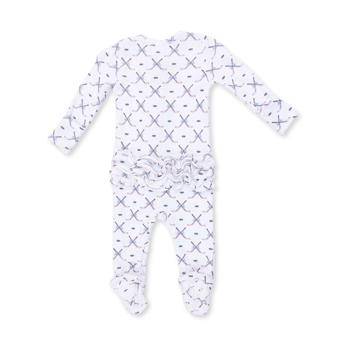 Simple Hockey Pink - 2 Way Ruffle Back Zipper Footie Angel Dear Lil Tulips