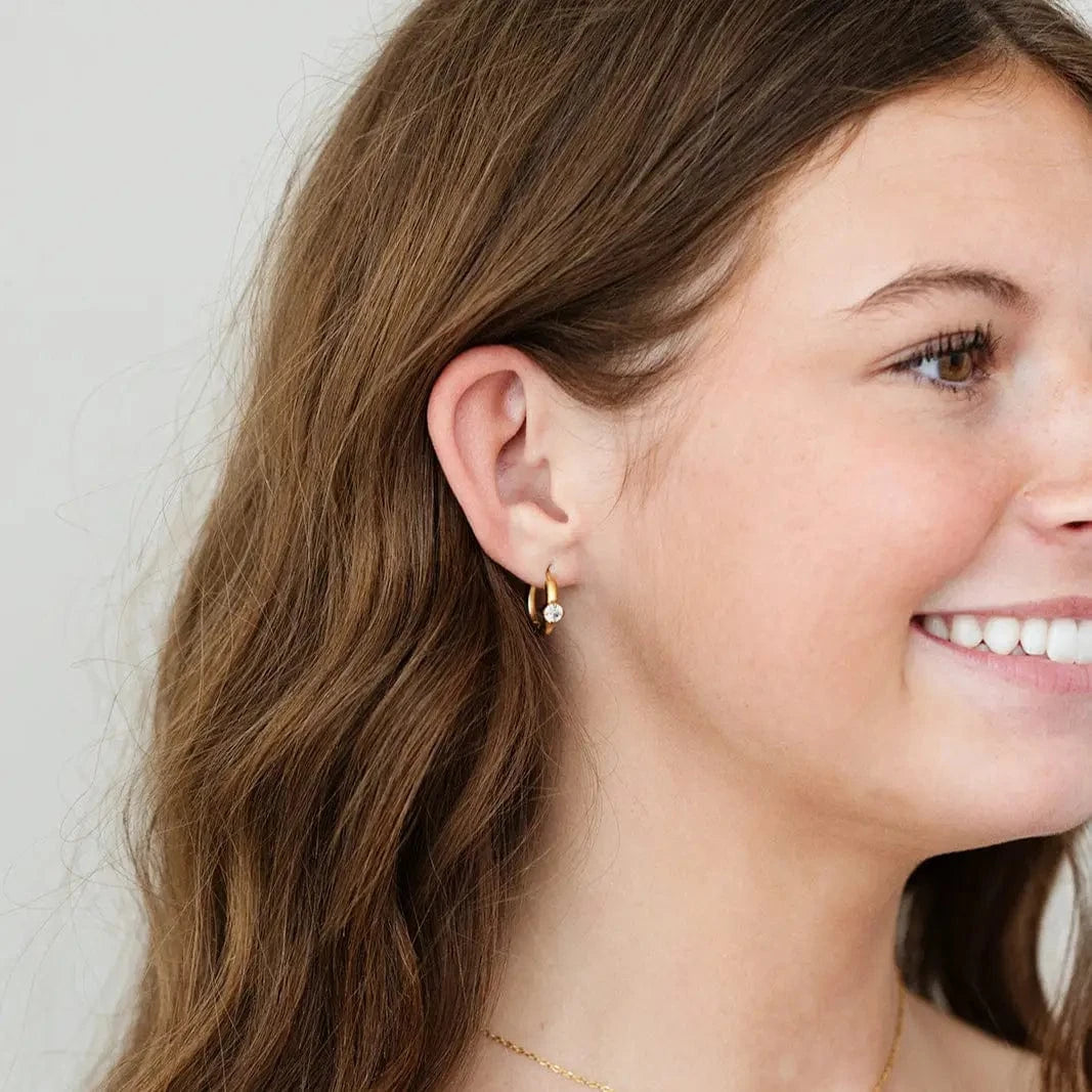 Single Diamond Hoop Earrings Pip Pop Post Lil Tulips