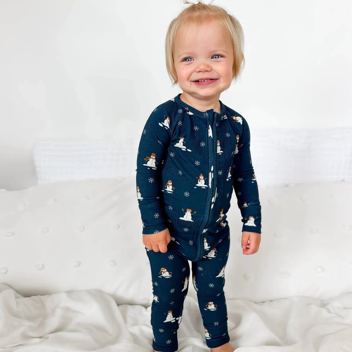 Snowmen Small Ribbed Zip Romper Brave Little Ones Lil Tulips