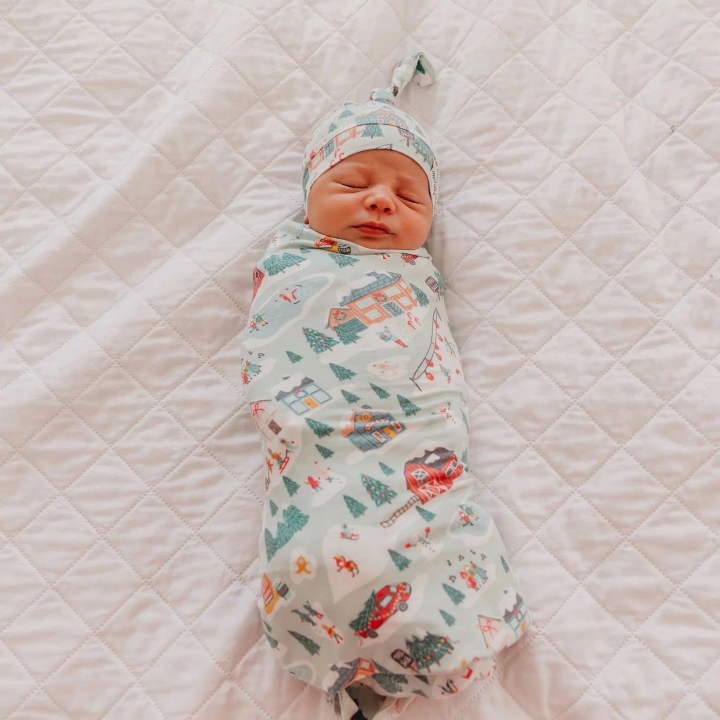 Snowy Slopes Knit Swaddle Blanket Copper Pearl Lil Tulips