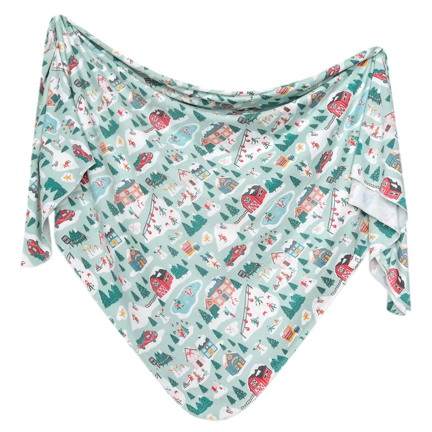 Snowy Slopes Knit Swaddle Blanket Copper Pearl Lil Tulips