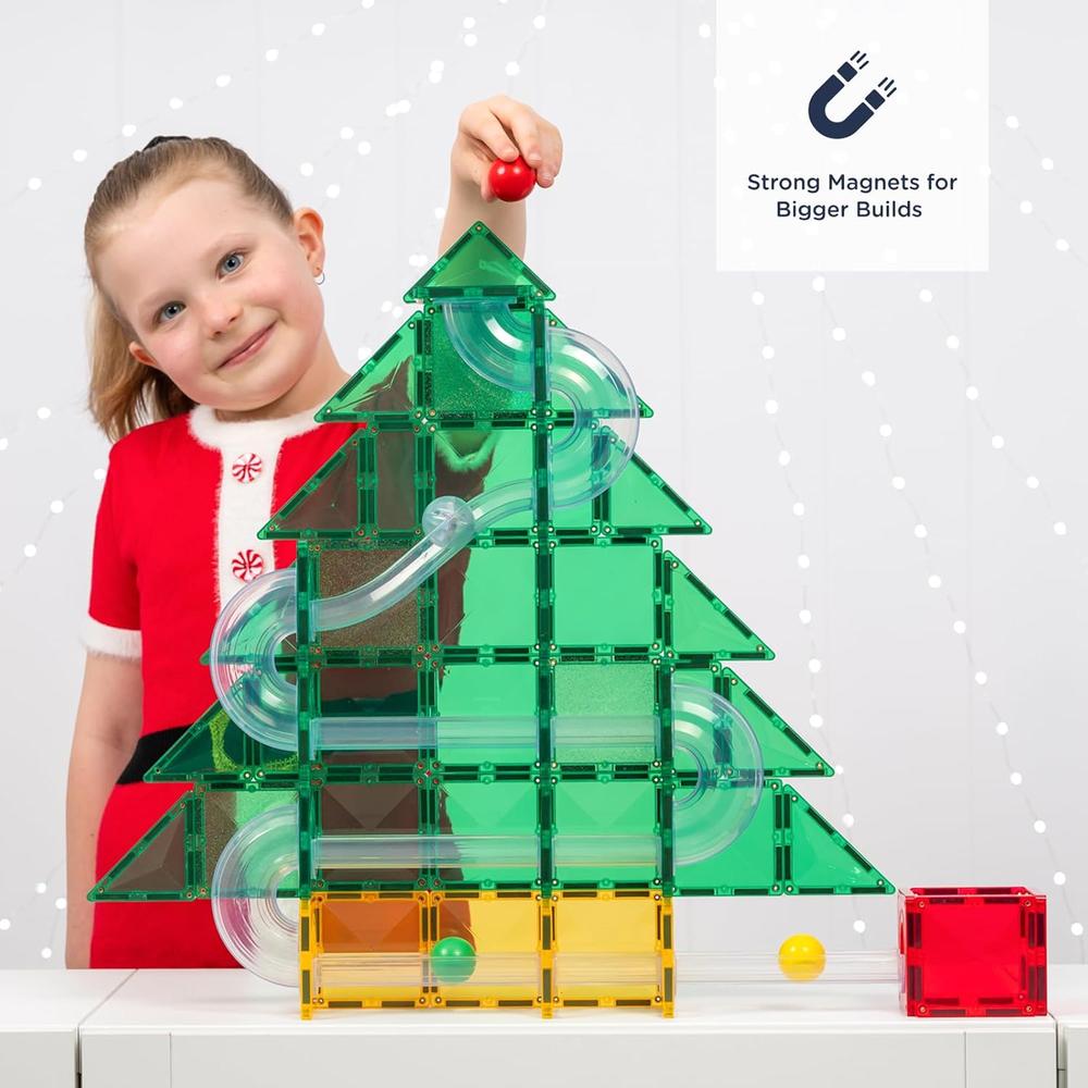 Special Edition Christmas Tree Ball Run, 71 Pieces Connetix Lil Tulips