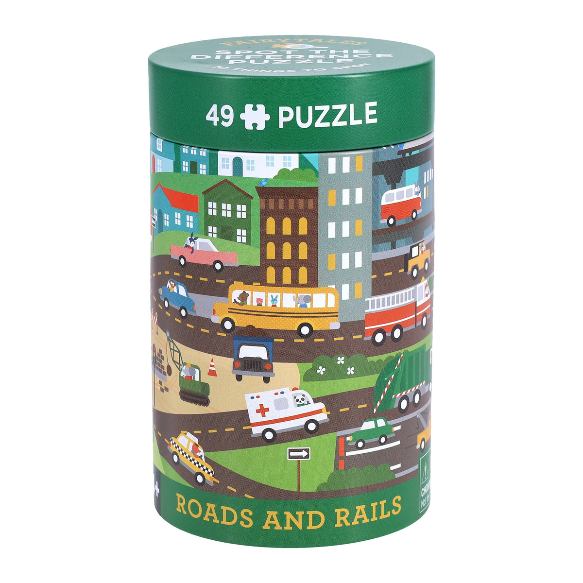 Spot the Difference Puzzle - Roads and Rails Chronicle Books Lil Tulips