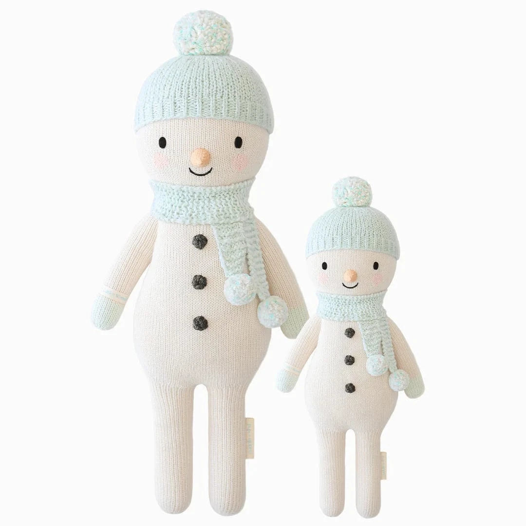 Spruce the snowman Hand Knit Doll cuddle+kind - Main Image