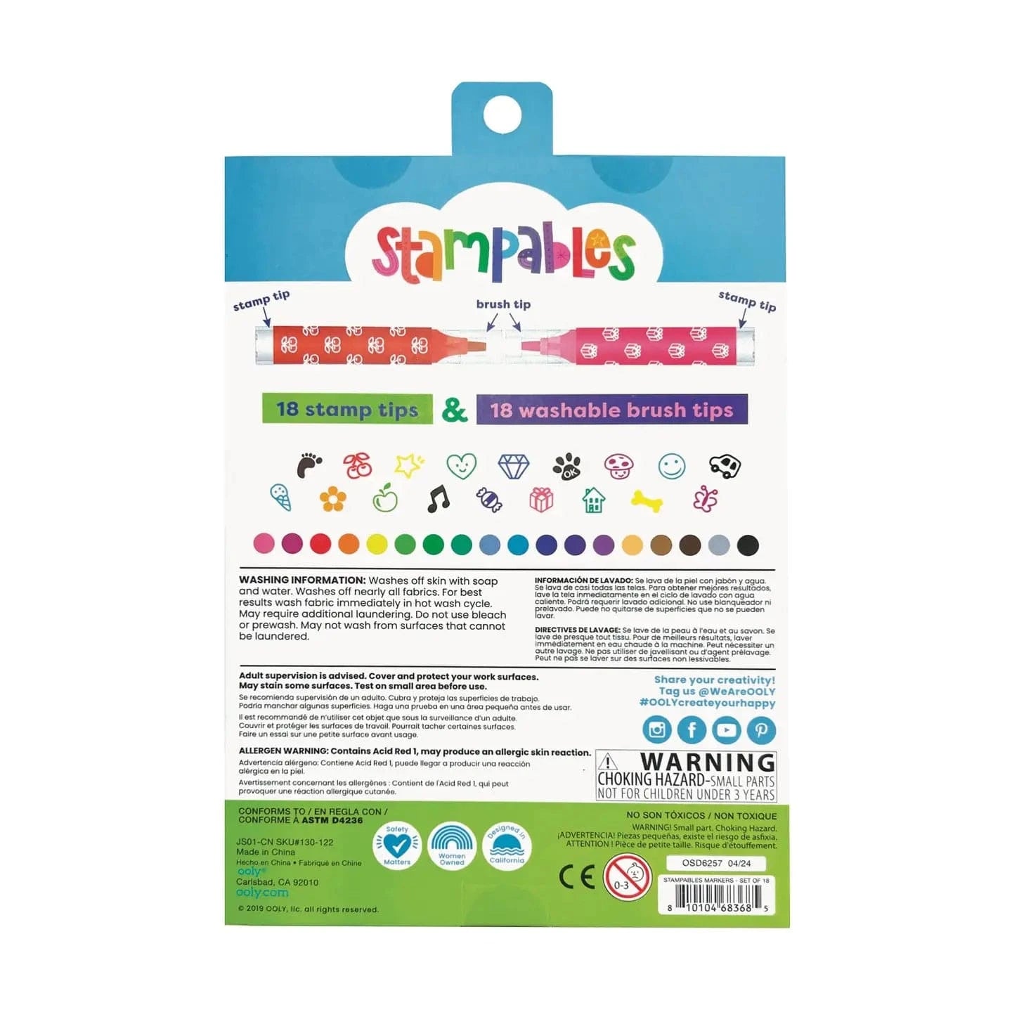 Stampables Scented Double-Ended Stamp Markers - set of 18 OOLY Lil Tulips