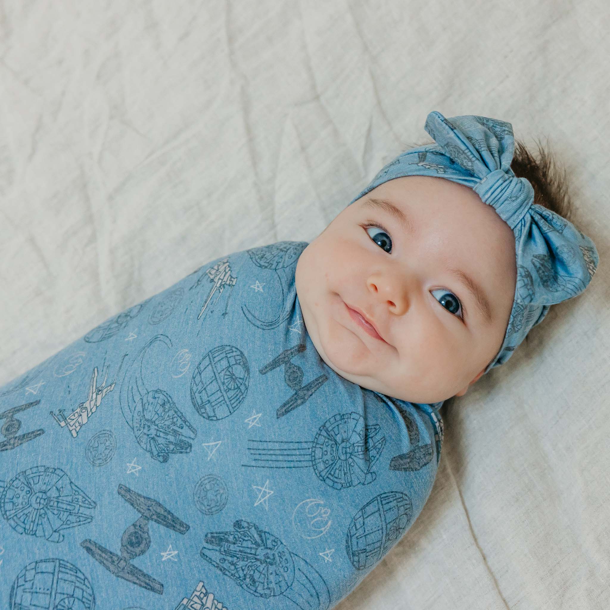 Starships Knit Swaddle Blanket Copper Pearl Lil Tulips