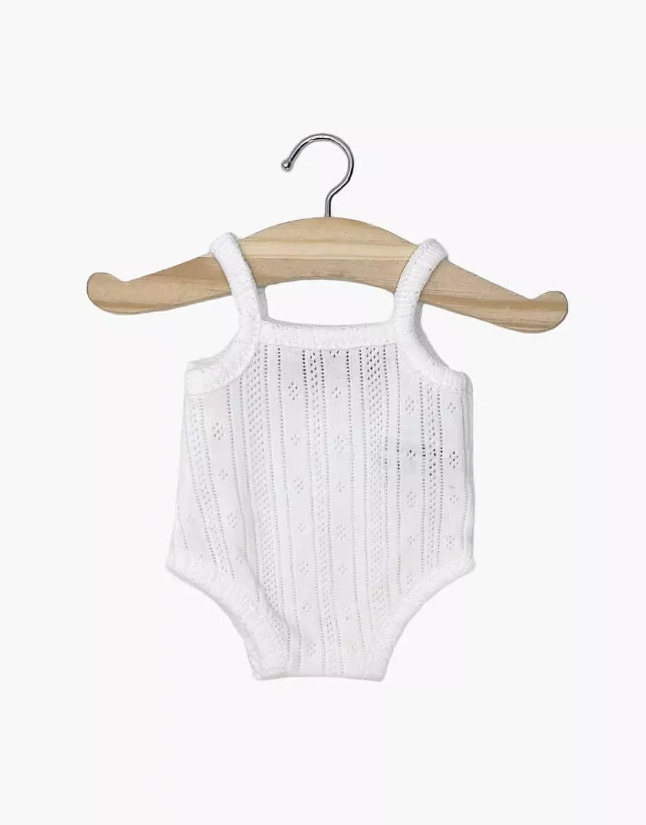 Strappy Doll Bodysuit - White Striped Dotted Cotton - Gordis 34–37 cm Minikane Lil Tulips