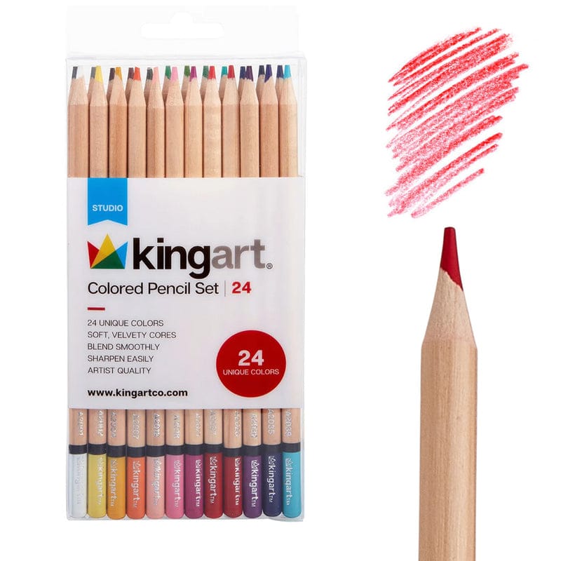 Studio Colored Pencils - Soft Core - 24 Colors KINGART Lil Tulips