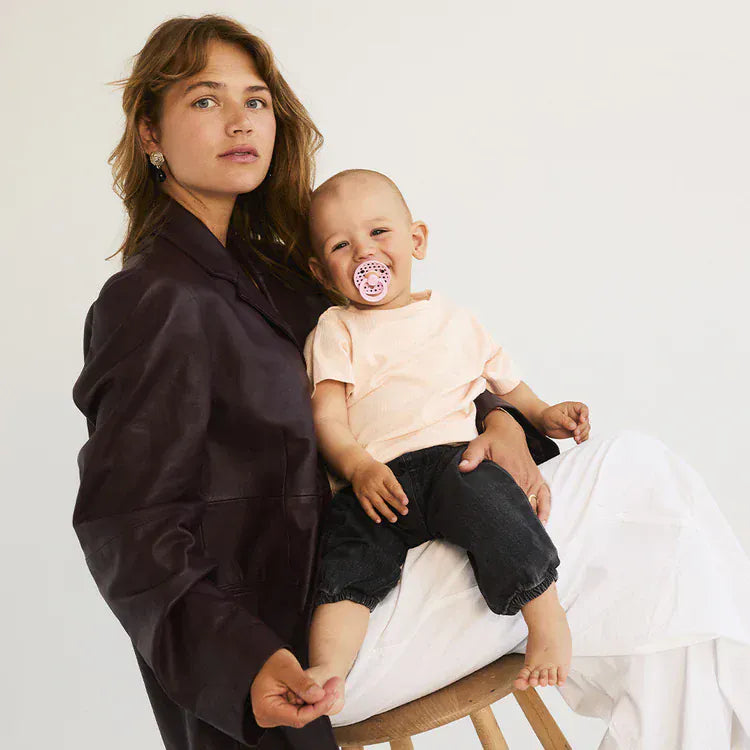 STUDIO Colour 2 Pack Polka - PBaby Pink/Mocha Bibs Pacifier Lil Tulips