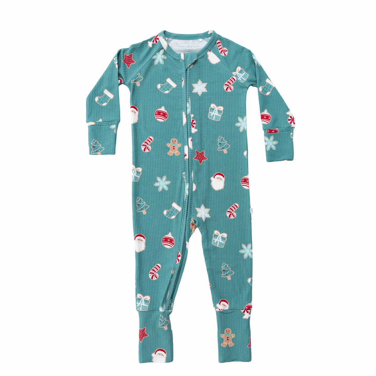 Sugar Cookies Frosted Teal Small Ribbed Zip Romper Brave Little Ones Lil Tulips