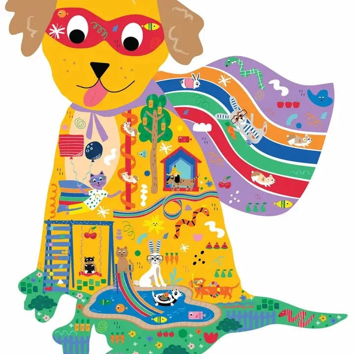 Super Dog 40pc Shaped Jigsaw Puzzle Floss and Rock Lil Tulips