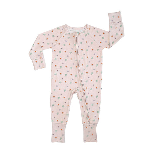 Sweet Blooms Floral Bamboo Convertible Romper Sleeper Pajamas Emerson and Friends Baby & Toddler Clothing Lil Tulips