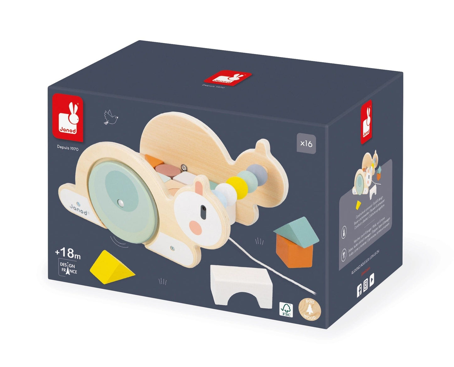 Sweet Cocoon Pull-Along Snail Cube Trolley Janod Lil Tulips