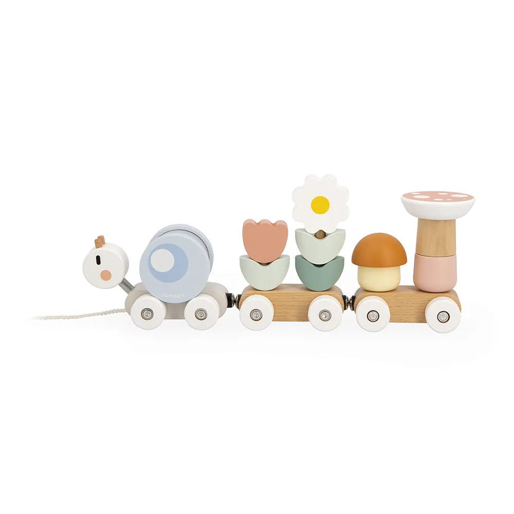 Sweet Cocoon Snail Pull-Along Stacker Train Janod Lil Tulips