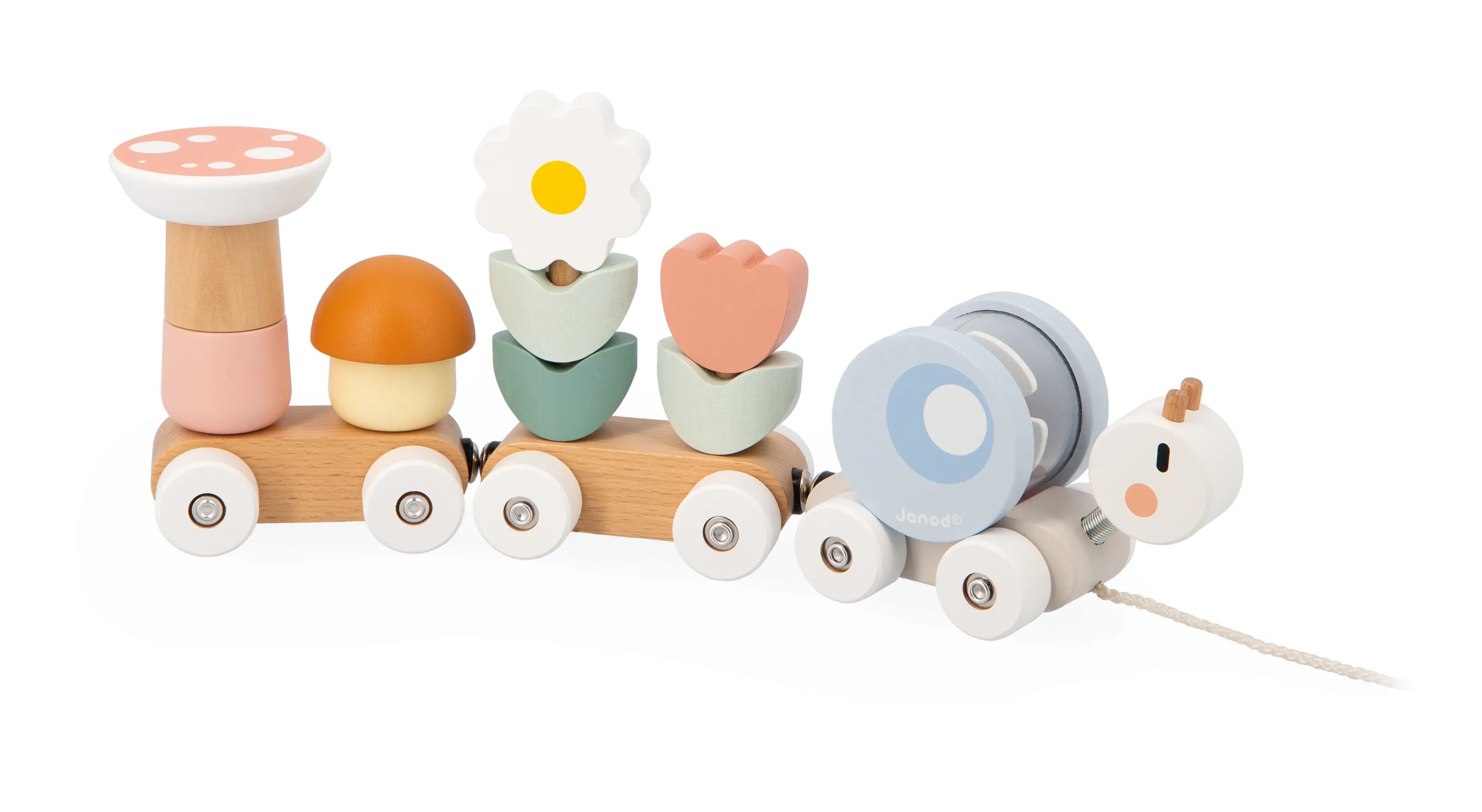 Sweet Cocoon Snail Pull-Along Stacker Train Janod Lil Tulips