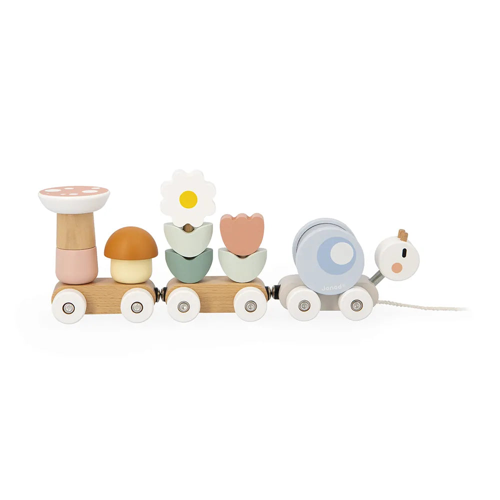 Sweet Cocoon Snail Pull-Along Stacker Train Janod Lil Tulips
