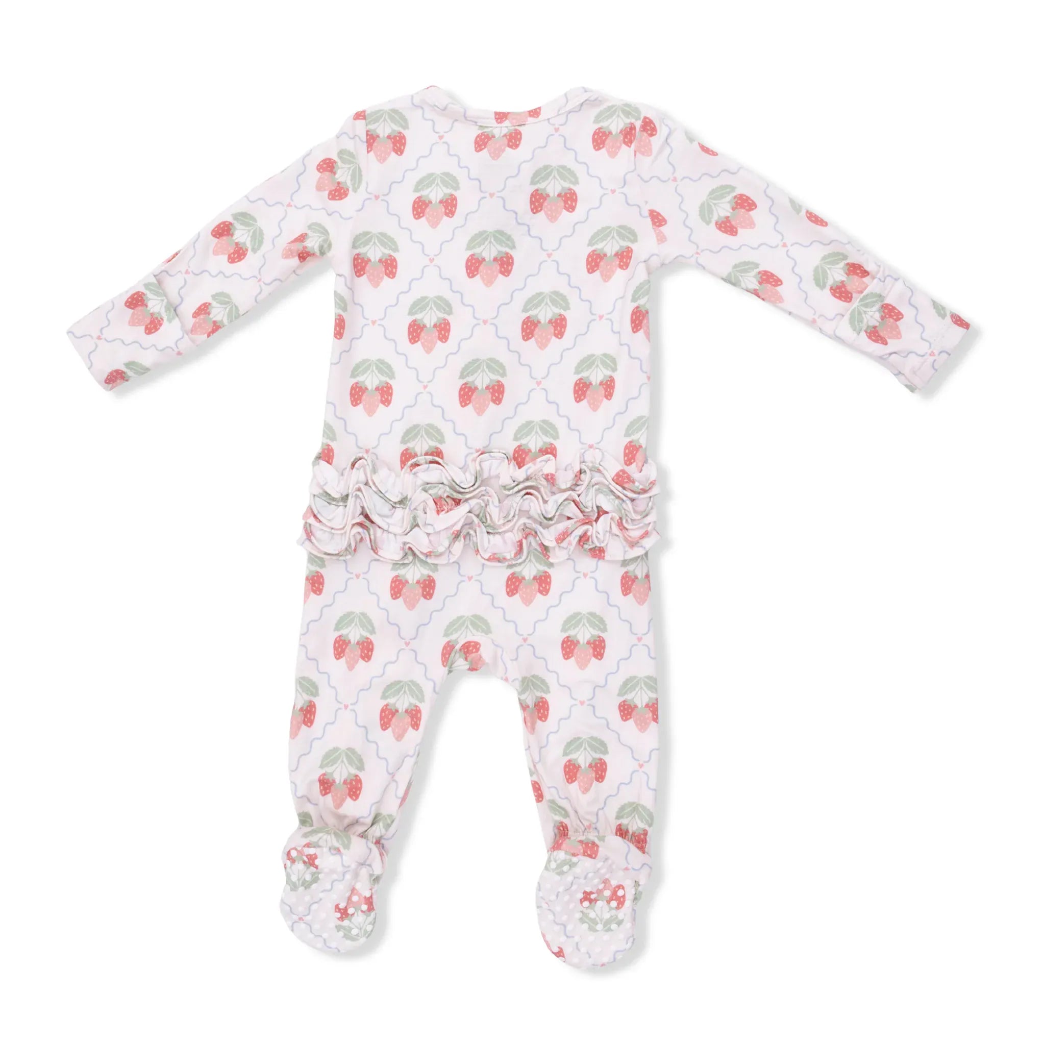 Sweet Strawberries - 2 Way Ruffle Back Zipper Footie Angel Dear Lil Tulips