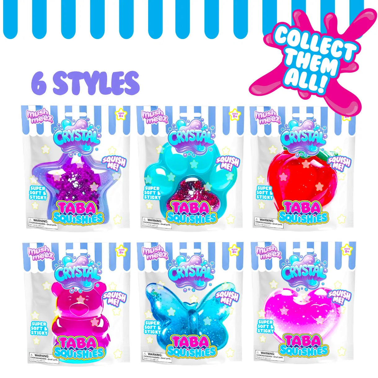 Taba Squishies Mushmeez Crystal Clear - Styles Vary Beverly Hills Teddy Bear Company Lil Tulips