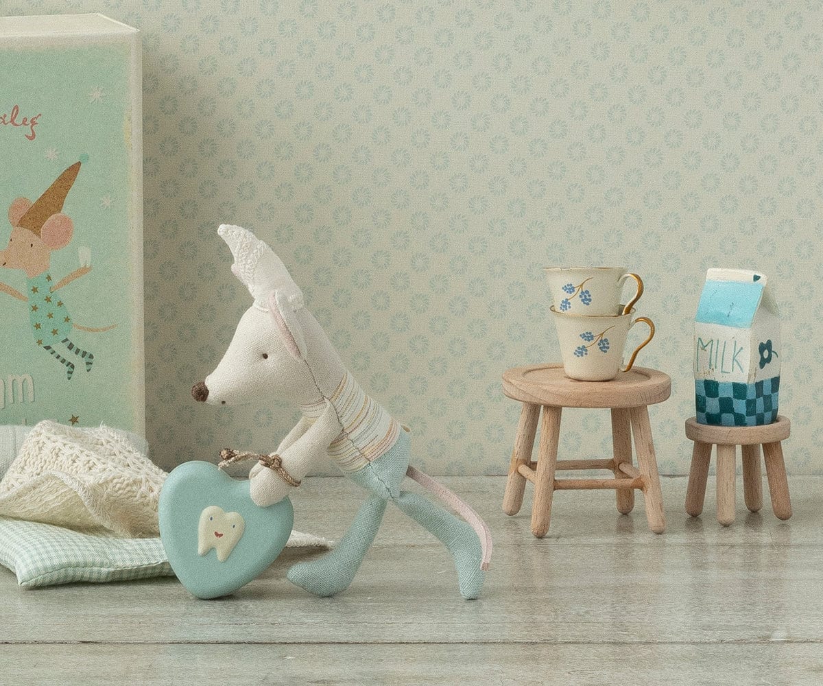 Table & Stool Set, Mouse Maileg Lil Tulips