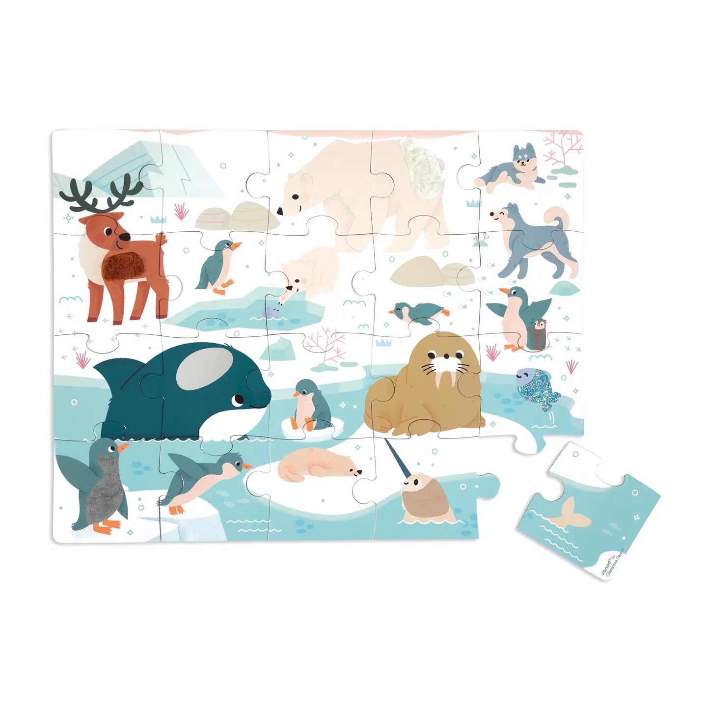 Tactile Polar Animals Puzzle - 20 Pieces Janod Lil Tulips