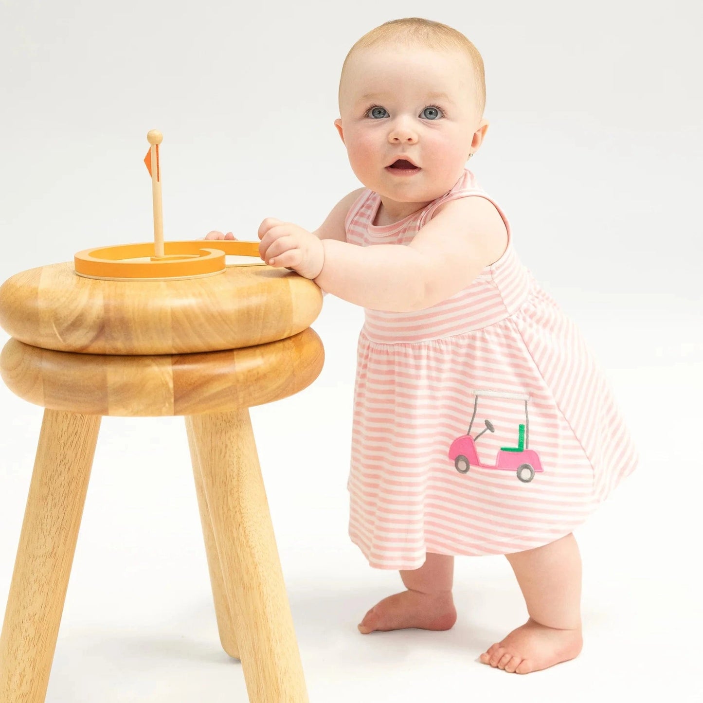 Tank Dress and Bloomer with Applique - Golf Pink Mini Gingham Angel Dear Lil Tulips