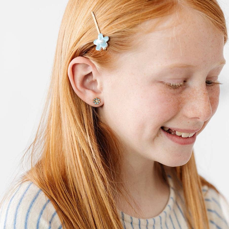 Teal Daisy Flat Back Earrings Pip Pop Post Bracelets Lil Tulips