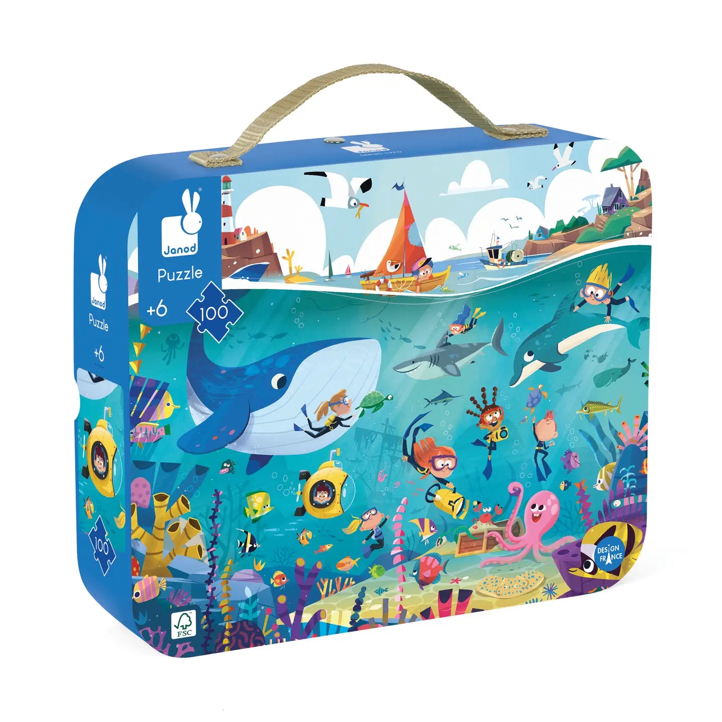 The Seafloor Suitcase Puzzle - 100 Pieces Janod Lil Tulips
