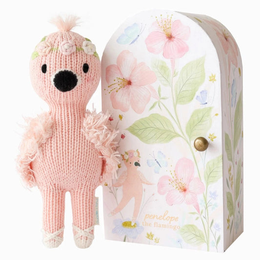 Tiny Penelope the Flamingo with Floral House cuddle+kind Lil Tulips