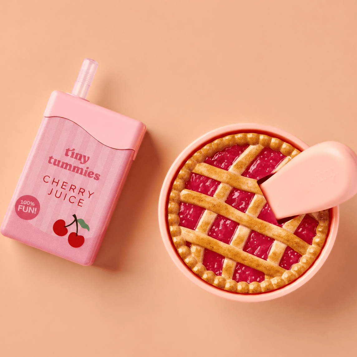 Tiny Tummies Cherry Pie Bowl and Juice Box Set Tiny Harlow Lil Tulips