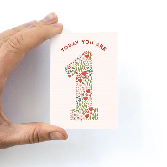 Today You Are - Floral MINI Birthday Card-Choose a Number 1-5 Pedaller Designs Lil Tulips
