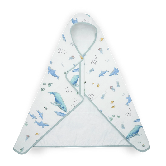 Toddler Hooded Towel - Whales Little Unicorn Lil Tulips