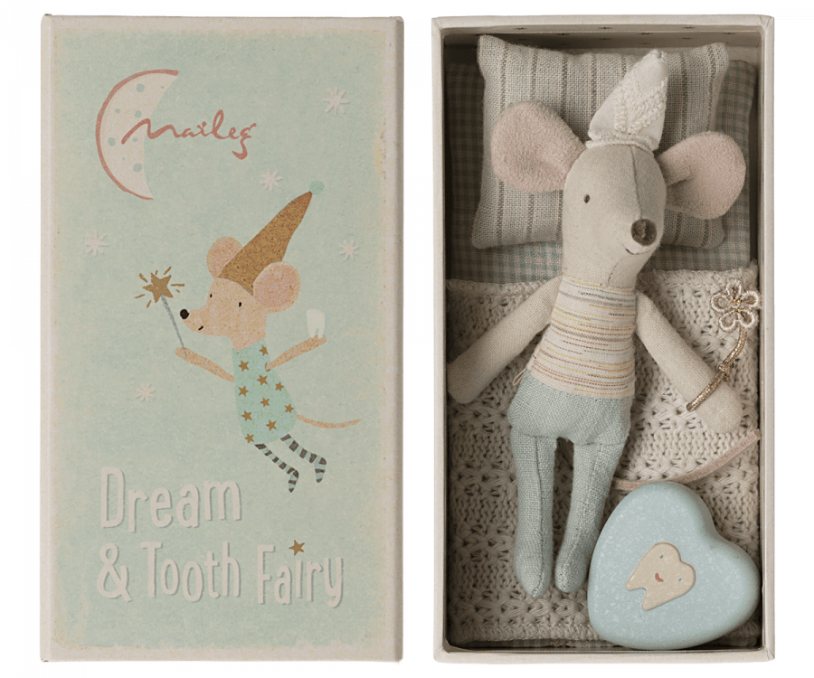 Tooth Fairy Mouse, Little Brother in Matchbox Maileg Lil Tulips