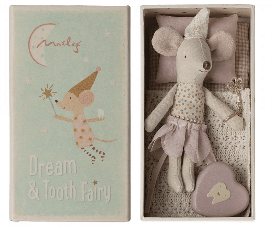 Tooth Fairy Mouse, Little Sister in Matchbox Maileg Lil Tulips