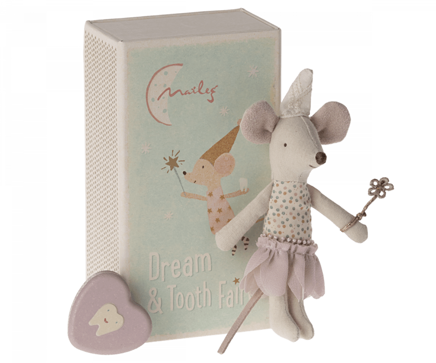 Tooth Fairy Mouse, Little Sister in Matchbox Maileg Lil Tulips