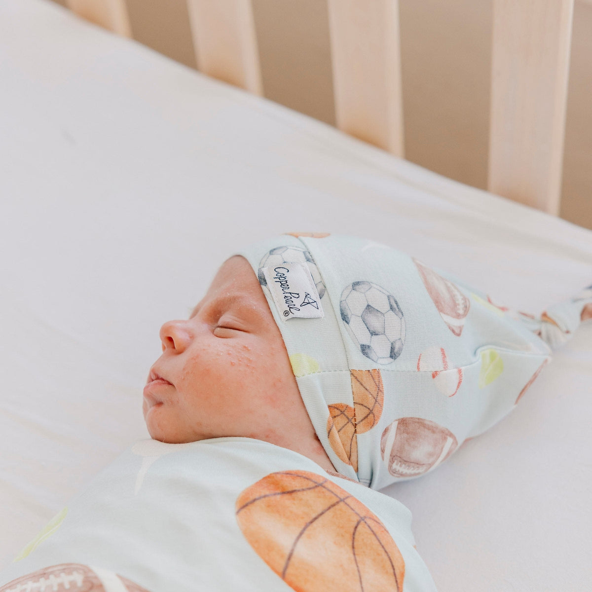 Top Knot Hat - Sports Medley (0-4 Months) Copper Pearl Lil Tulips