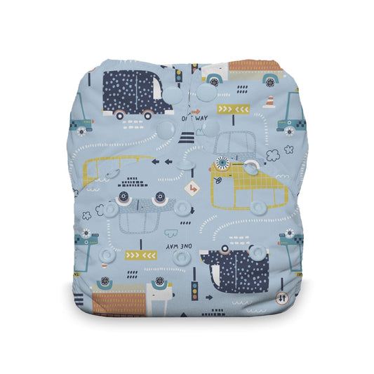 Traffic Jam Snap Natural One Size All in One Diaper Thirsties Lil Tulips