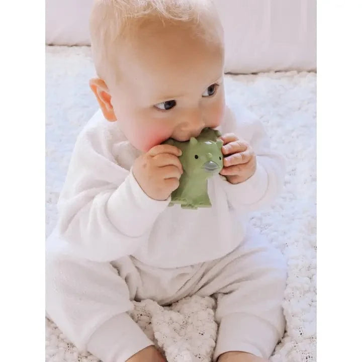 Trice Dinosaur Natural Rubber Teether, Rattle & Bath Toy Tikiri Toys Lil Tulips